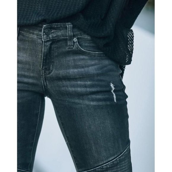 🔥HOST PICK🔥 CLEARANCE Justice Dark Gray Piped Frayed Skinny Jeans - Picture 6 of 7